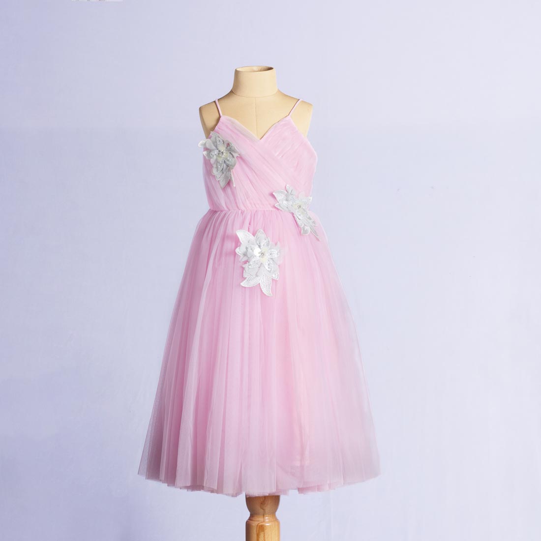 Pink Strappy Floral Gown