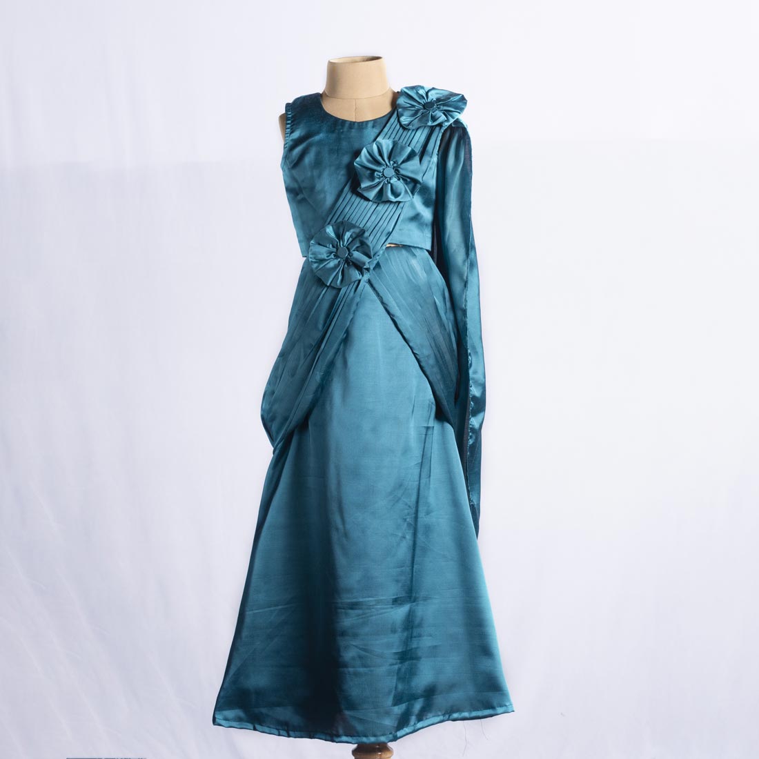 Bottle Green Draped Saree